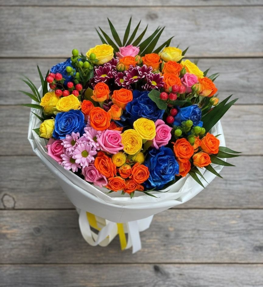 Букет цветов из: Розы и Хризантемы в Красносельское