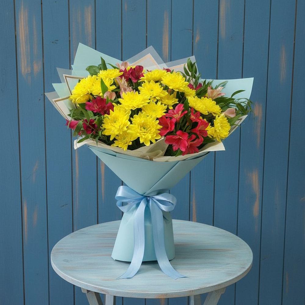 Букет цветов из: Альстромерии и Хризантемы в Красносельское