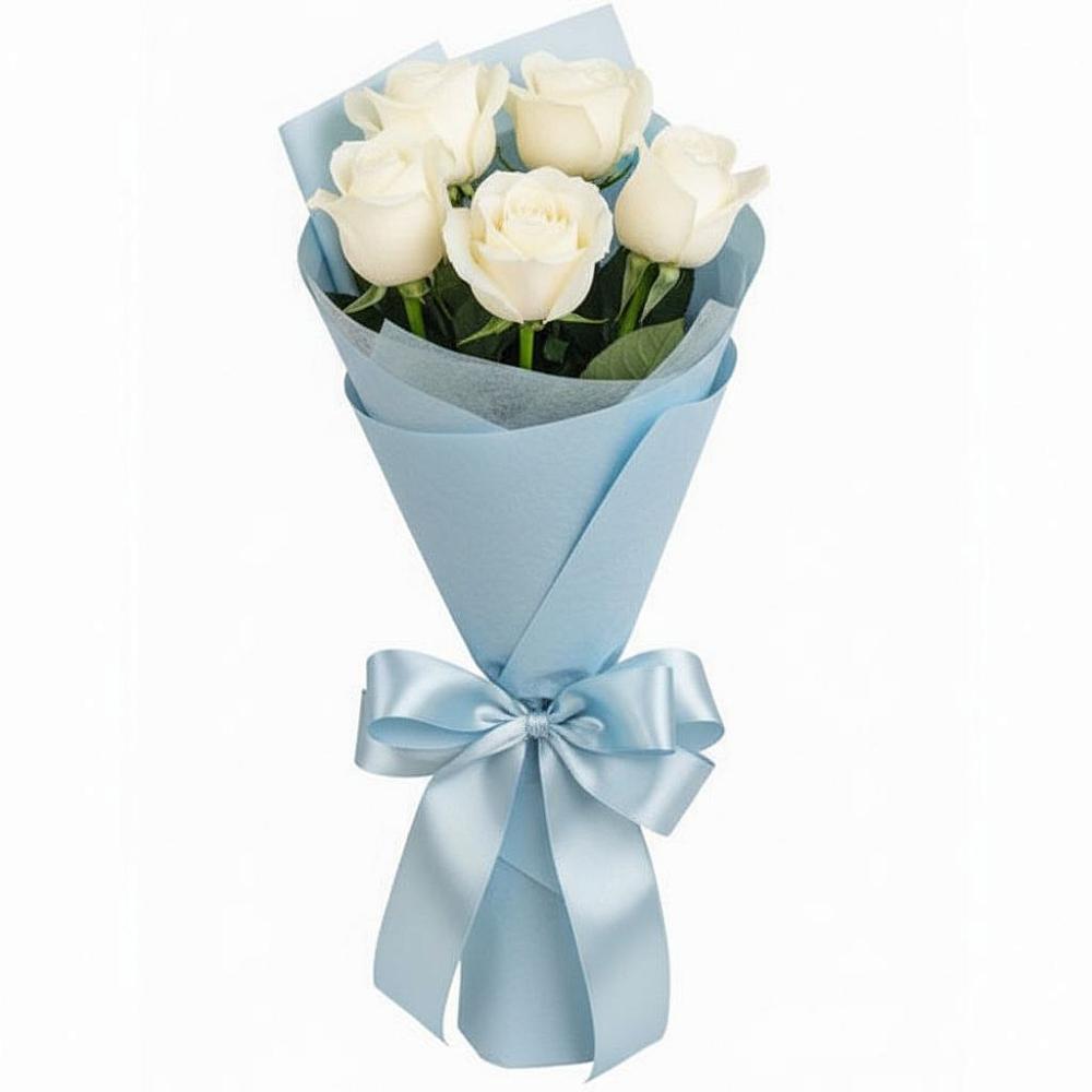 Букет 5 Белых роз Проуд в Красносельское