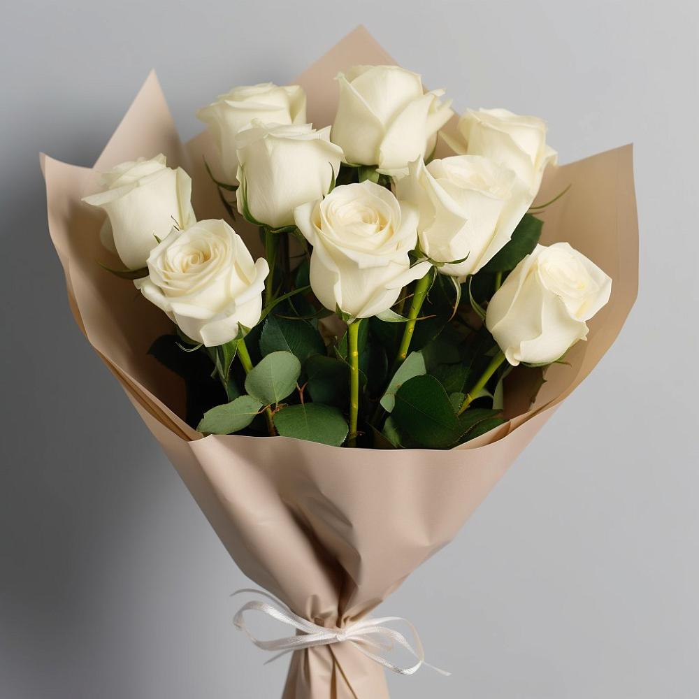 Букет 9 Белых роз Эдлесс Лав в Красносельское