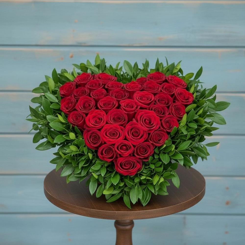 Цветочная композиция из Розы в виде сердца в Красносельское