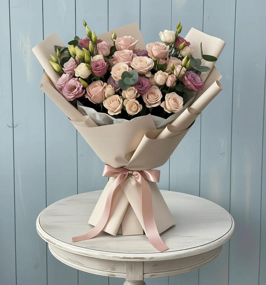 Букет цветов из: Розы и Лизиантусы в Красносельское