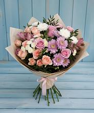 Букет цветов из:  Хризантемы, Розы и Альстромерии #REPLACE_PRED# Красносельское