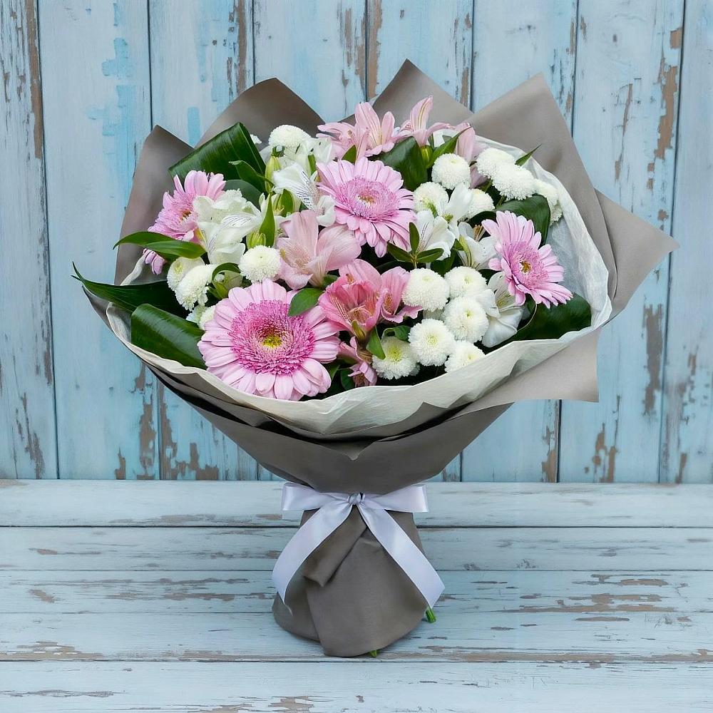 Букет цветов из: Герберы, Альстромерии и Хризантемы в Красносельское
