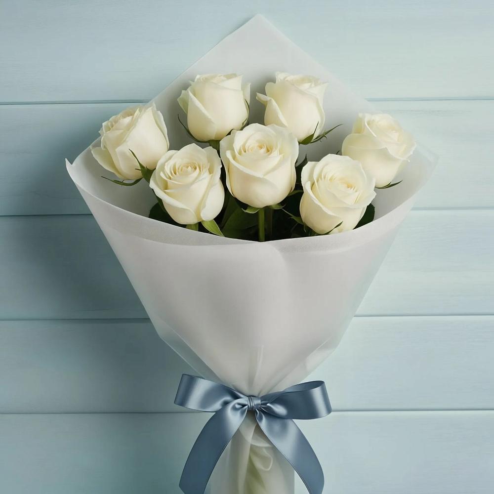 Букет 7 Белых роз Эдлесс Лав в Красносельское